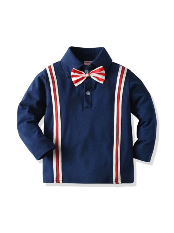 Kid Boy Stripe Bowtie Shirt