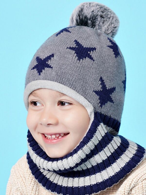 Kid Pom Pom Star Knit Beanie
