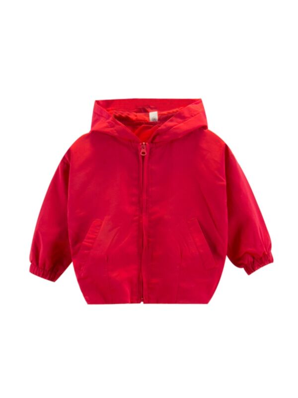Kid Boy Red Zipper Hoodie Coat