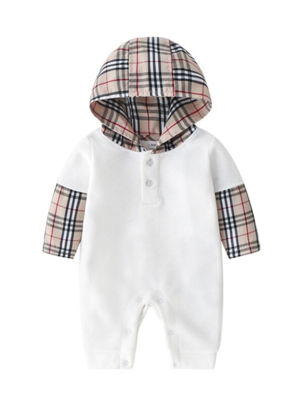Baby Boy Checked Hoodie Jumpsuit