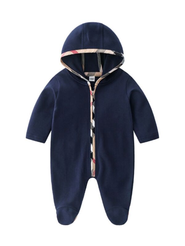 Infant Zipper Footed Hooded Jumpsuit