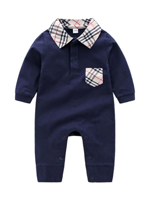 Baby Boy Check Collar & Packet Polo Jumpsuit