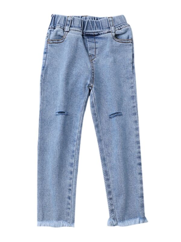 Kid Girl Ripped Denim Trousers