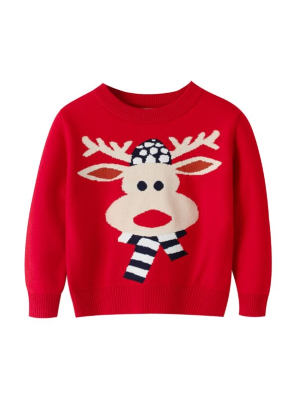 Kid Girl Christmas Cartoon Knit Pullover