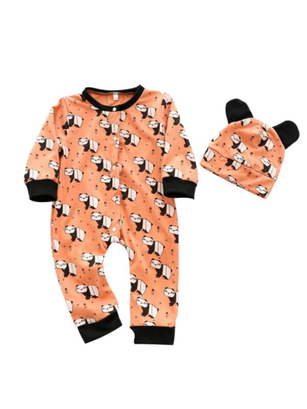 2 Pieces Baby Boy Padan Jumpsuit With Hat