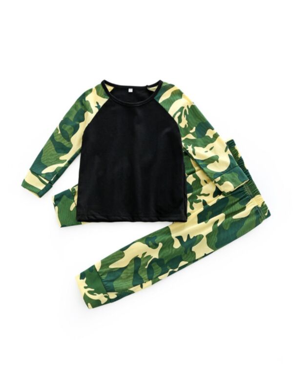 2 Pcs Baby Boy Camouflage Set Top & Pants