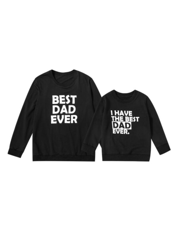 Father And Son Letter Black Sweatshirt
