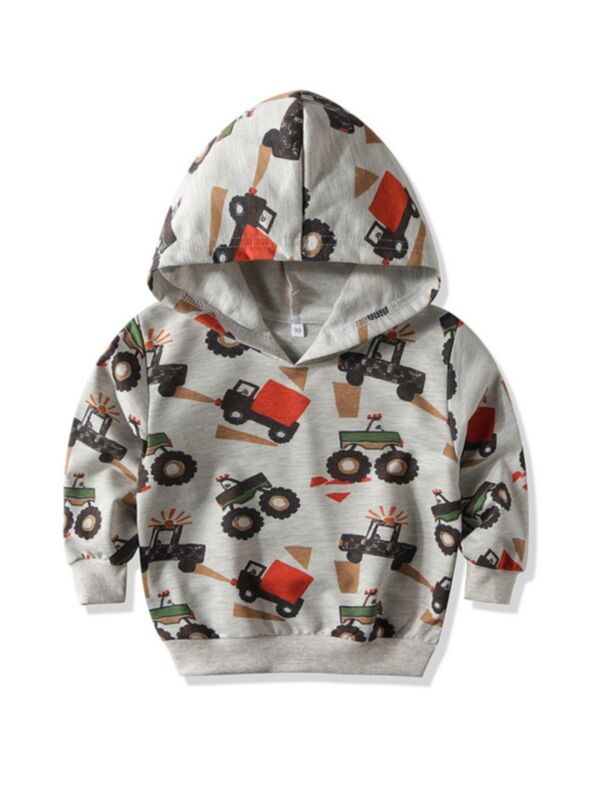 Car Print Casual Hoodie Sweatshirt Little Boys Clothes Wholesale Toddler Boy Clothes