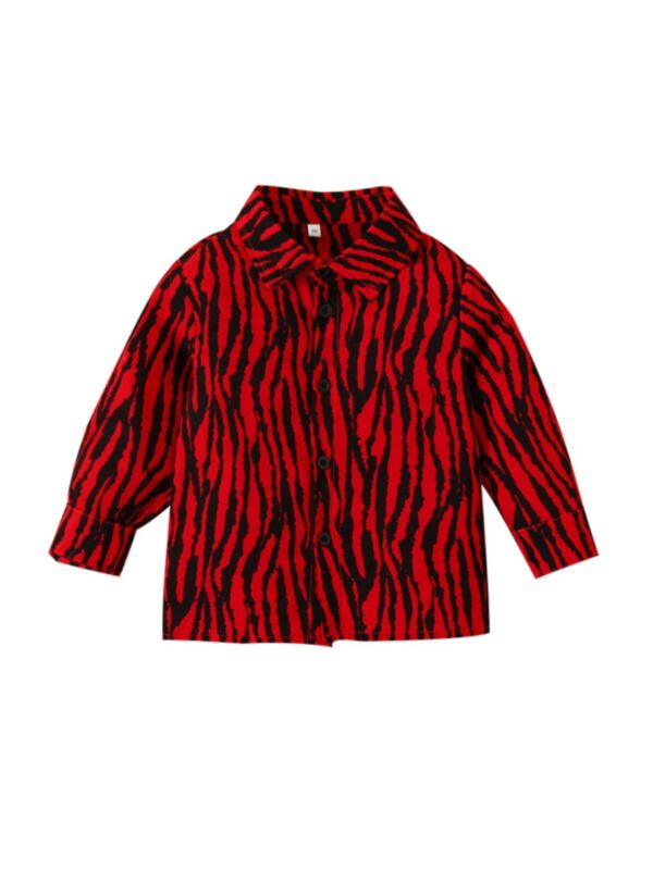 Kid Boy Tiger Skin Print Shirt