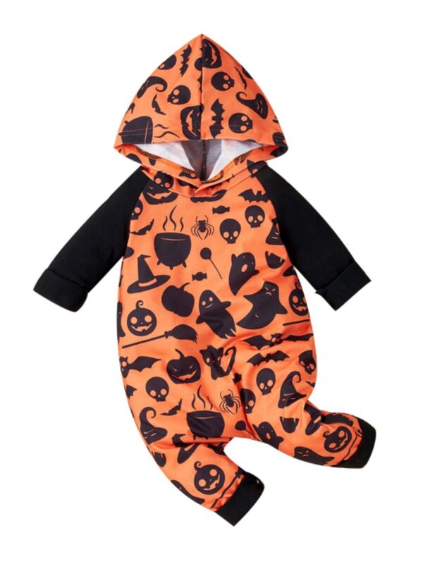 Infant Halloween Print Hoodie Jumpsuit
