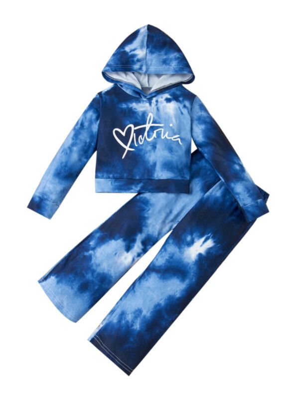 2 Pieces Kid Girl Tie Dye Set Hoodie & Wide Leg Pants