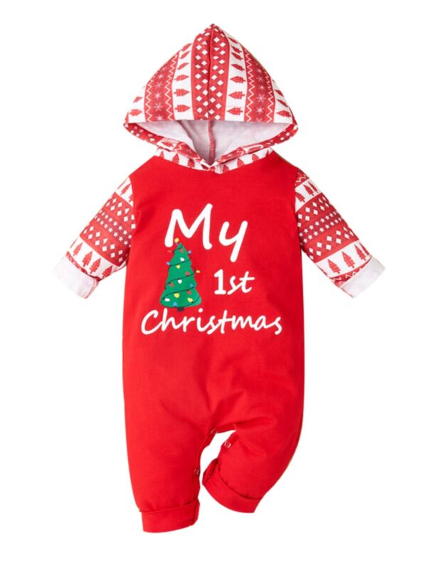 My First Christmas Infant Graphic Hooded Jumpsuit
