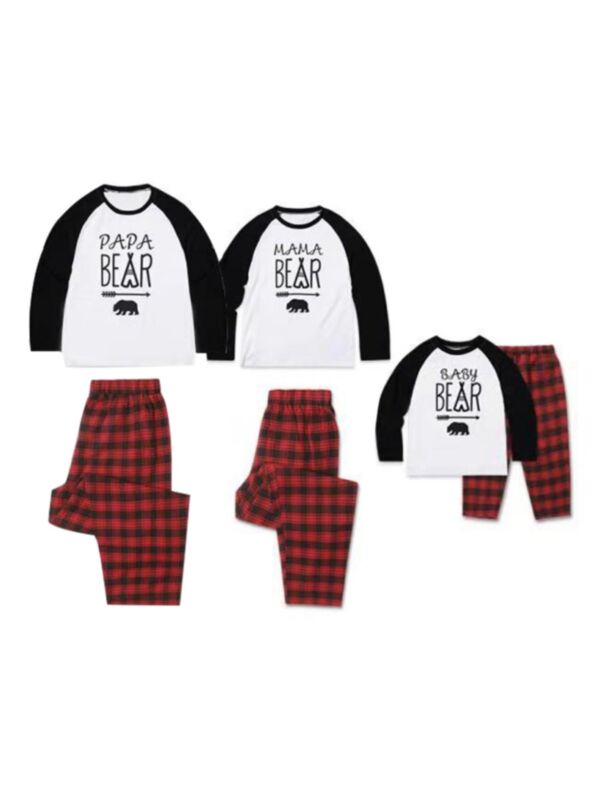Family Matching Christmas Loungewear Set Bear & Arrow Top Matching Plaid Pants
