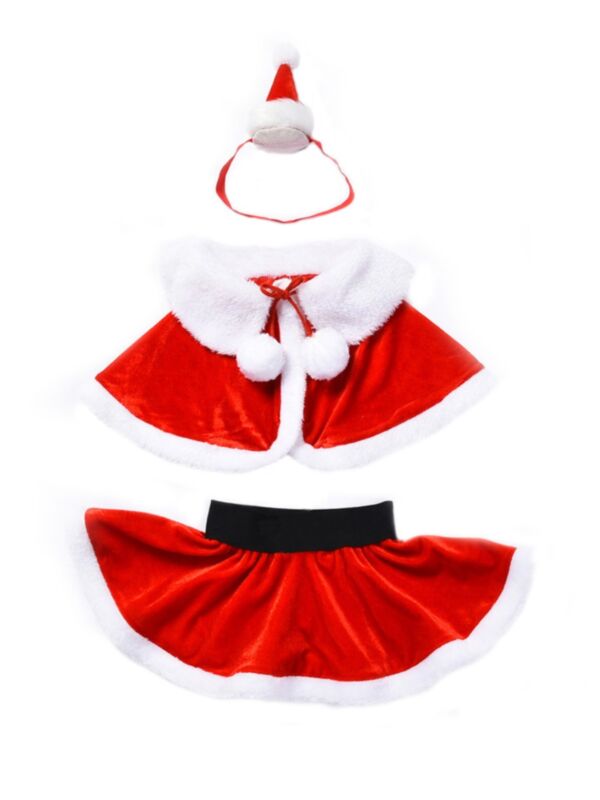 3 Pieces Baby Girl Christmas Cosplay Cloak & Skirt & Headband