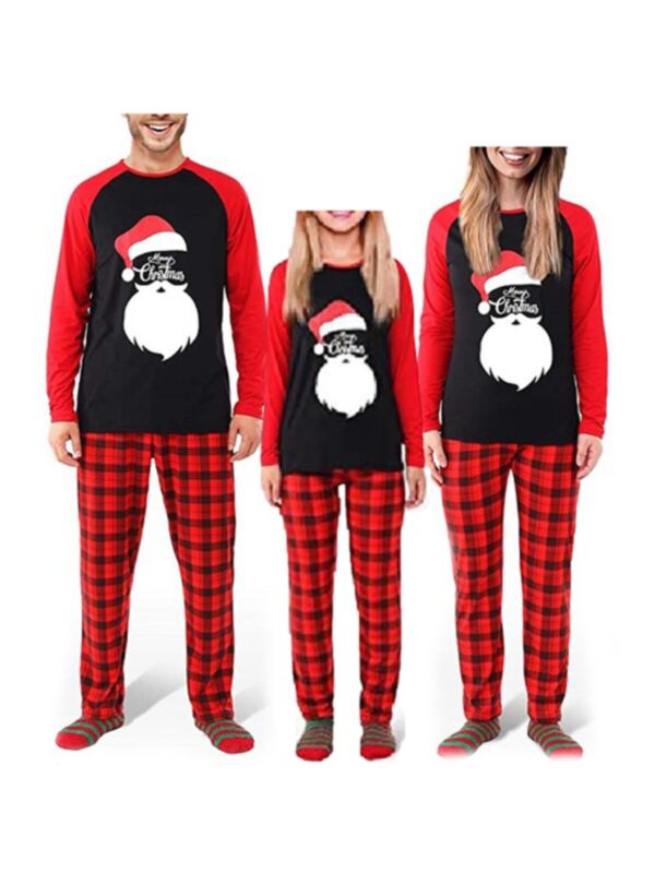  Family Matching Plaid Christmas Santa Pajamas Set
