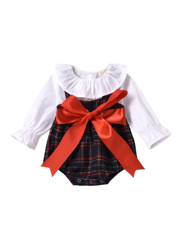 Baby Girl Plaid Belted Bodysuit