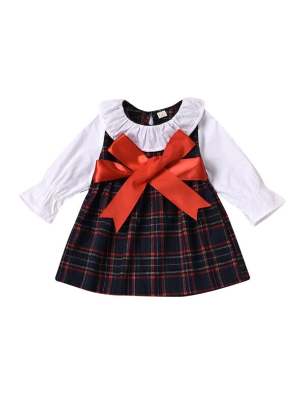 Kid Girl Ruffle Collar Plaid Dress