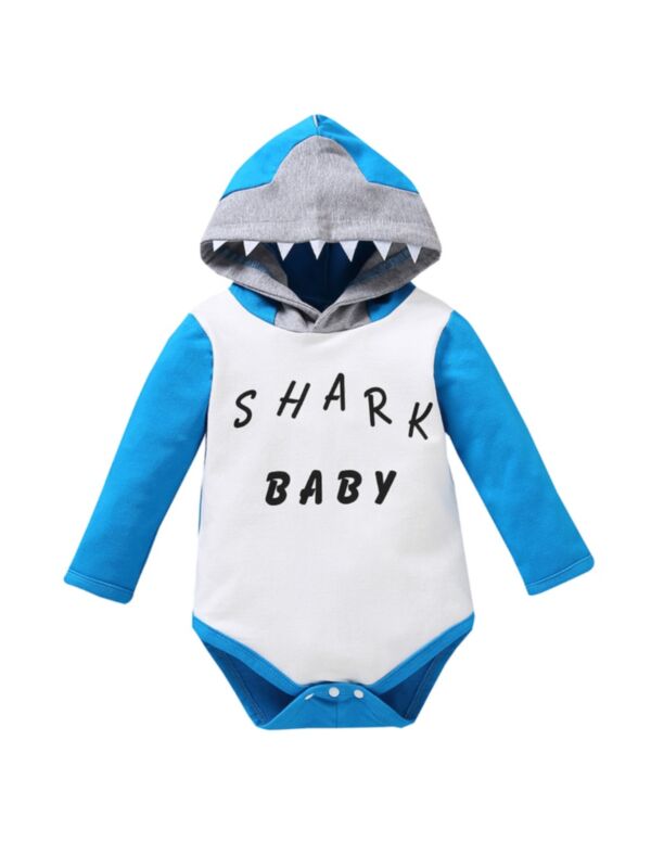 Shark Baby Boy Color Blocking Hoodie Bodysuit