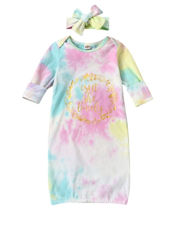 2 Pieces Isn't She Lovely Baby Girl Tie Dye Sleeping Bag With Headband