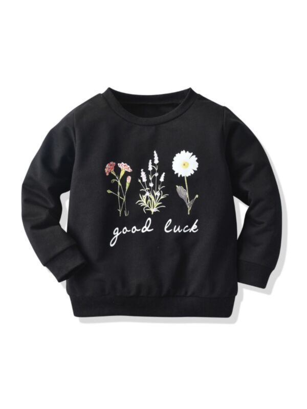 Good Luck Kid Girl Floral Sweatshirt