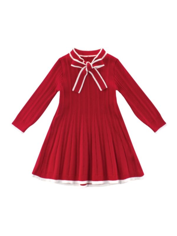 Kid Girl Bowknot Sweater Dress