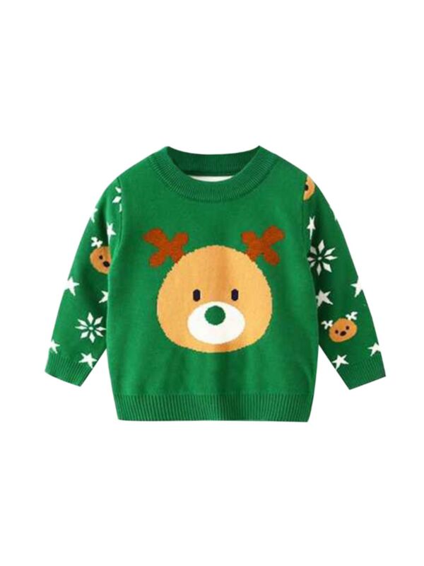 Kid Christmas Cartoon Crew Neck Knit Jumper
