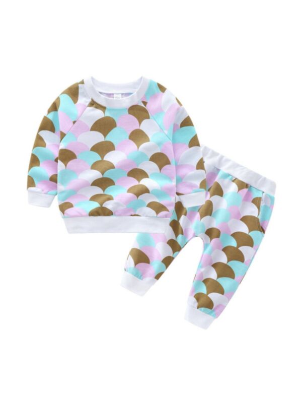 2 Pieces Kid Girl Fish Scales Set Top & Pants