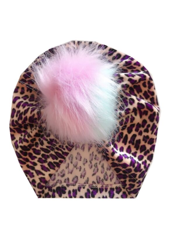 Baby Leopard Pom Pom Turban Hat