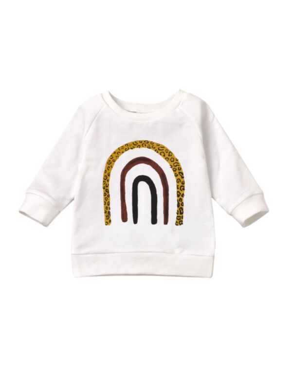 Kid Girl Rainbow Square Neck Sweatshirt