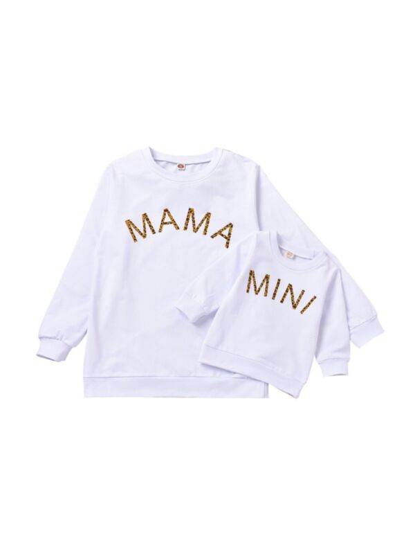 Mother & Me Leopard Letter Pullover Sweatshirt