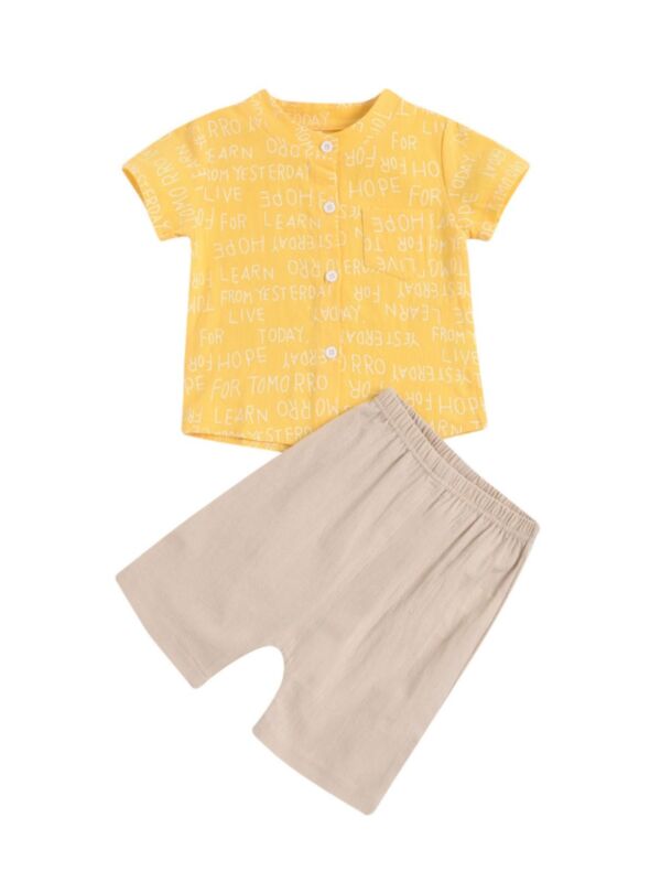 2 Pieces Baby Boy Set Letter Top & Shorts