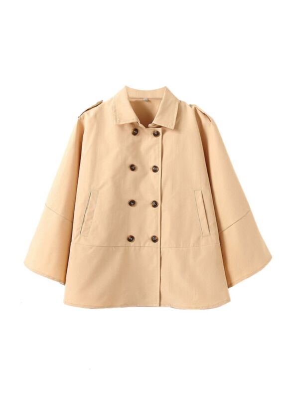 Kid Girl Khaki Double-breasted Trench Coat