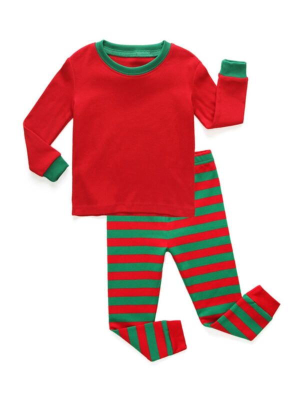 2-Pieces Kid Boy And Girl Christmas Stripe Pajamas Set Top & Pants Kids Wholesale Clothing 201113625