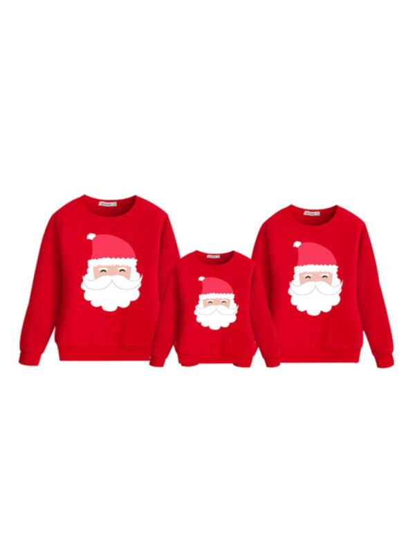 Family Matching Christmas Santa Print Red Sweatshirt