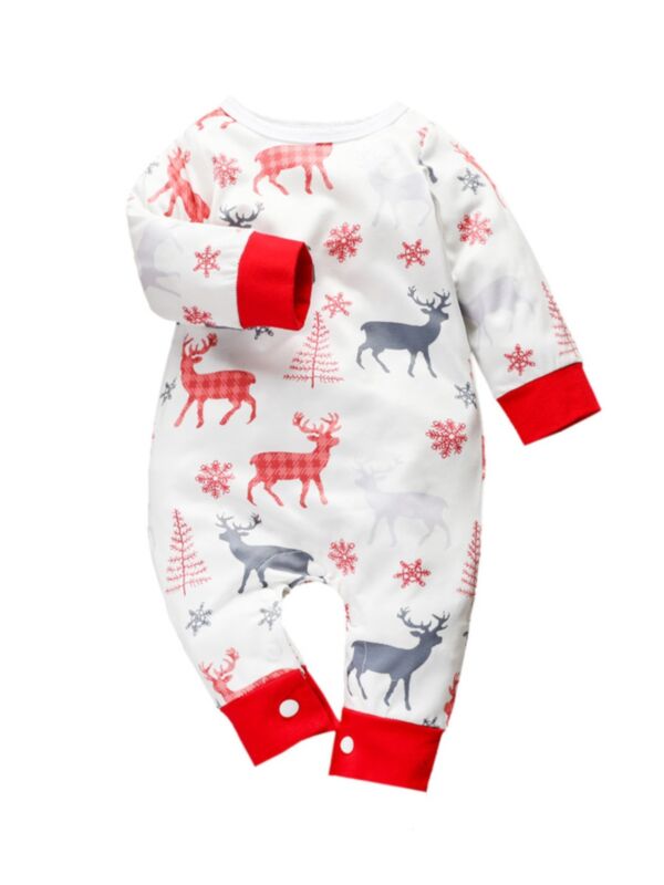 Baby Deer Print Christmas Jumpsuit