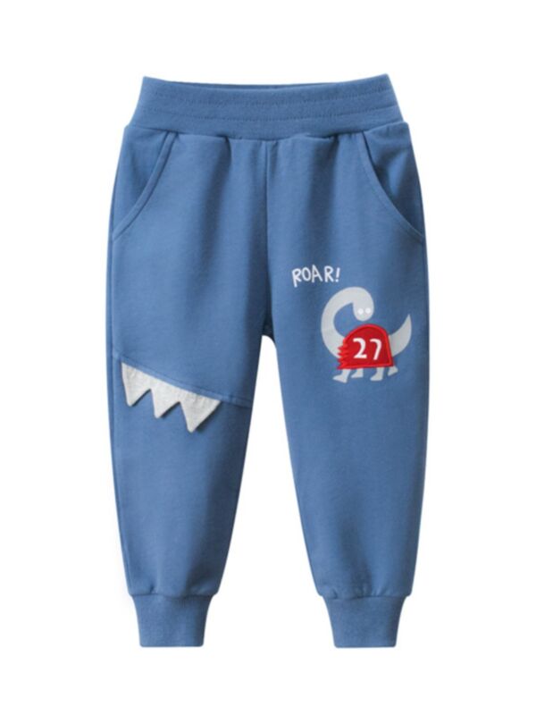 Kid Boy Dinosaur Roar Print Active Pants
