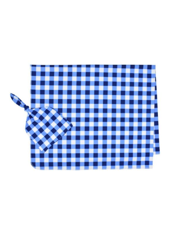 2 Pieces Baby Check Swaddles Blanket With Hat Set