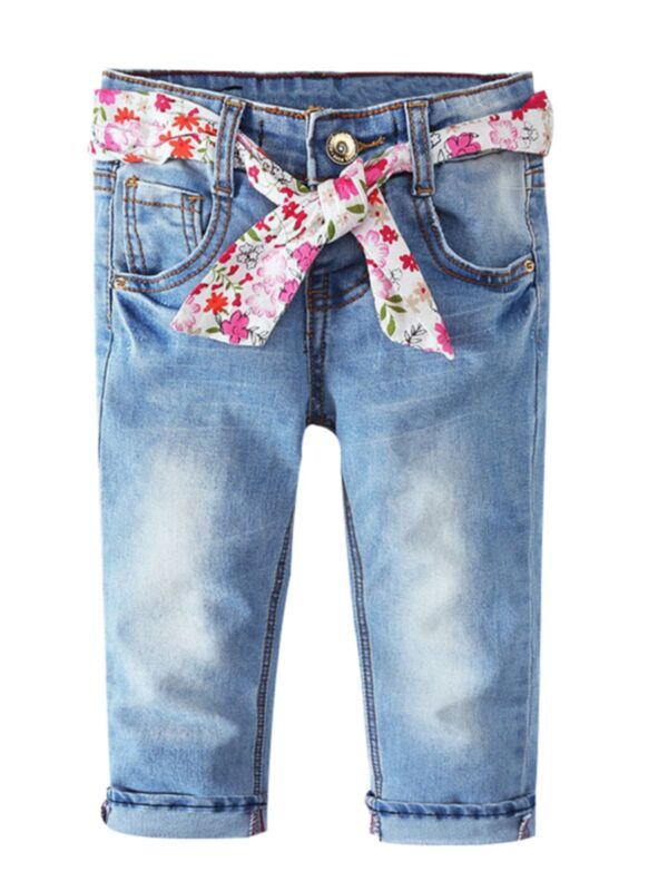 6-Pack Kid Girl Jeans With Floral Belt
