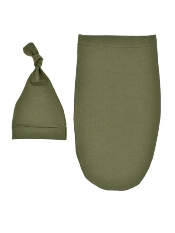 2 Pieces Baby Solid Color Sleeping Bag With Hat Set