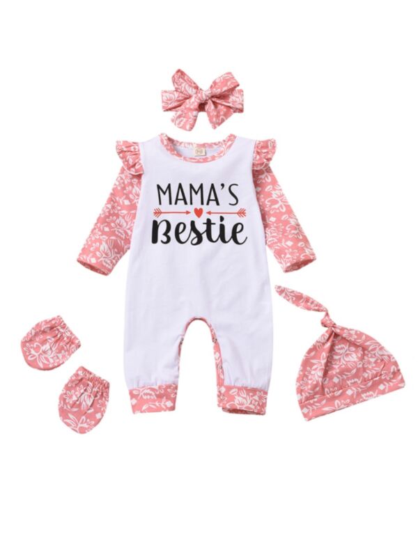 4 Pieces MAMA'S Bestie Infant Girl Floral Set