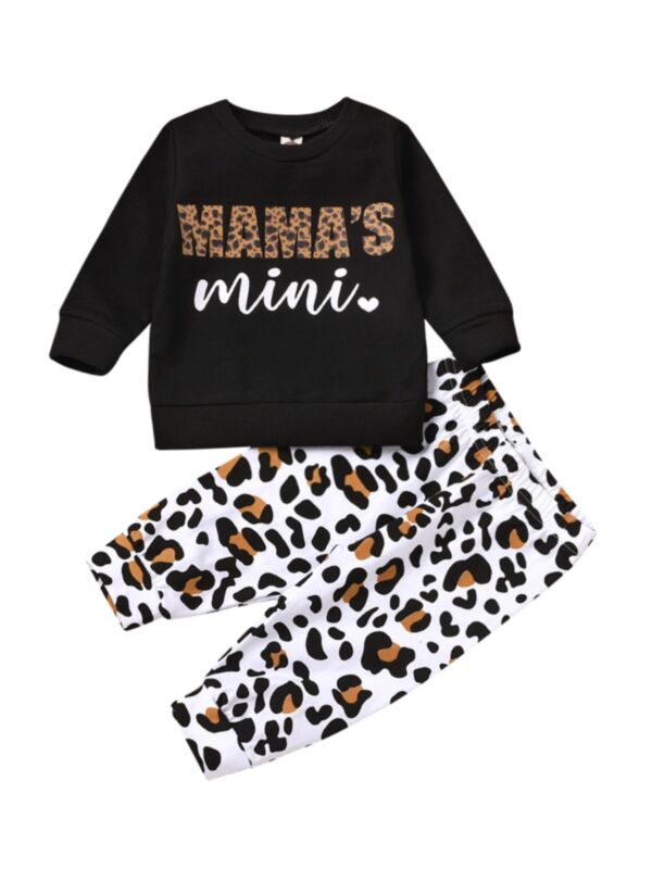 2 Pieces Infant Toddler Girl Set Sweatshirt & Leopard Pants