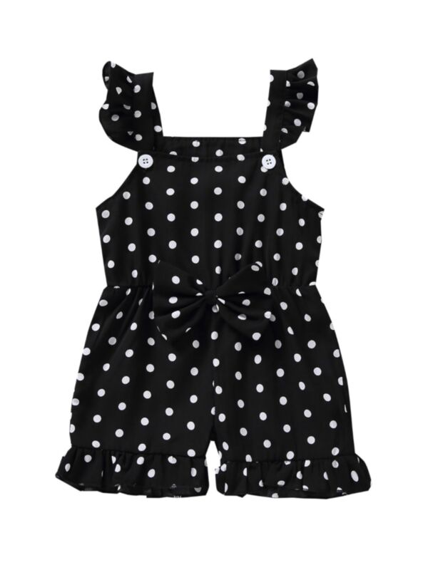 Baby Girl Bow Knot Polka Dots Tank Romper