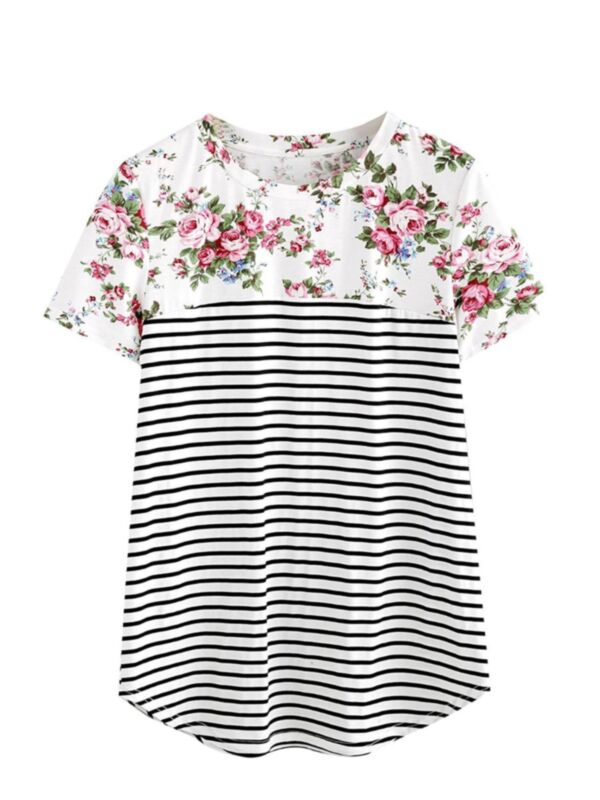 Maternity Floral Stripe Top
