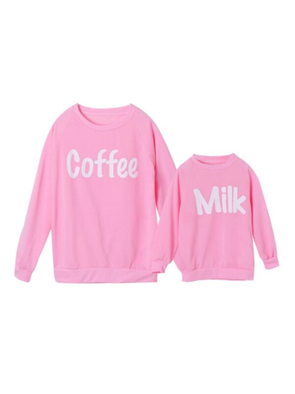 Mommy And Me Wholesale Shirts Coffee & Milk Pink Sweatshirt 