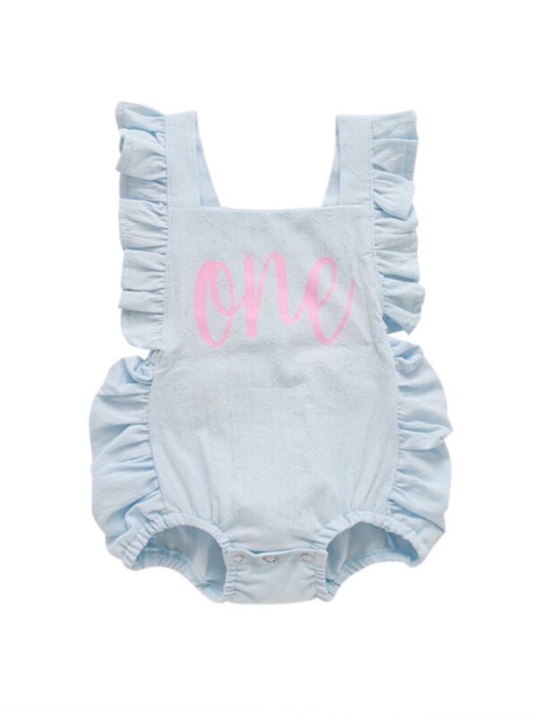 Infant Baby Girl Ruffle Strap Letter Print Bodysuit 
