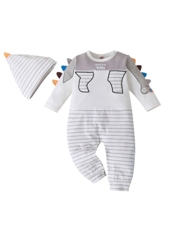 2 Pieces Infant Stripe Jumpsuit & Hat