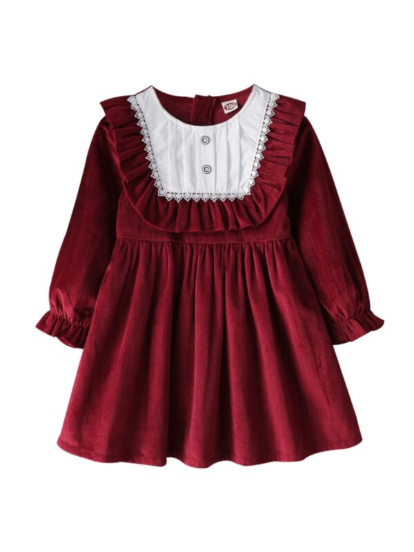 Kid Girl Wine Red Spanish Dress 