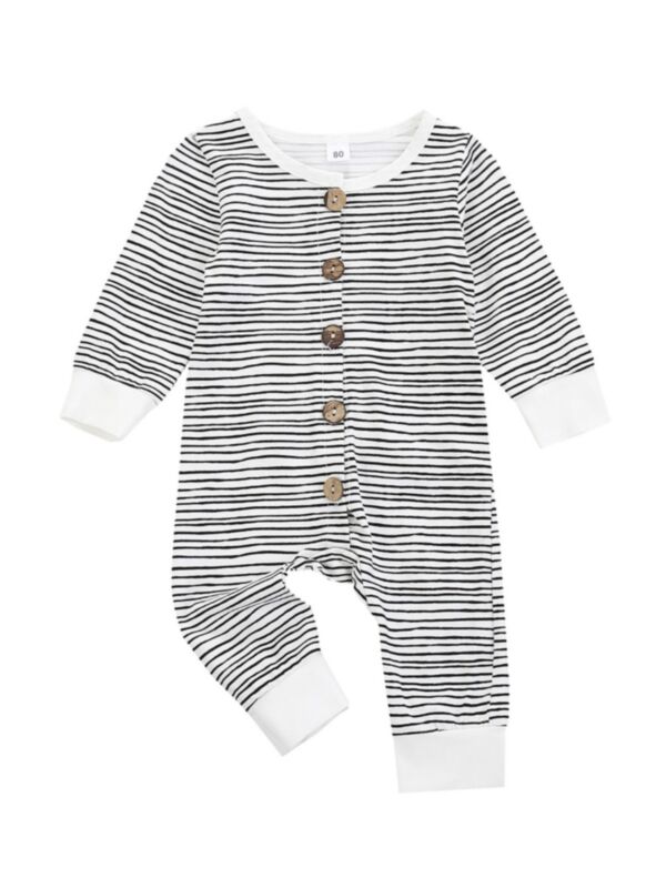 Baby Striped Buttoned Jumpsuit