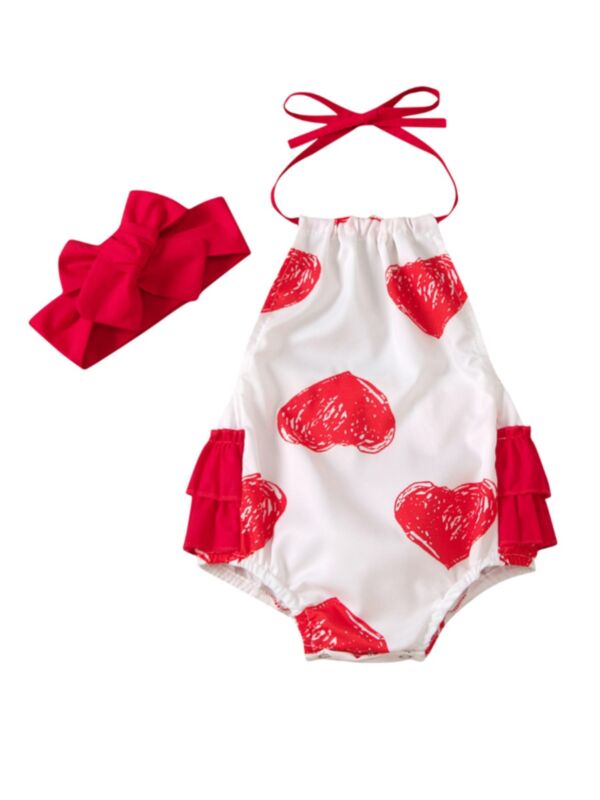 2 PCS Baby Girl Halter Neck Bodysuit And Headband