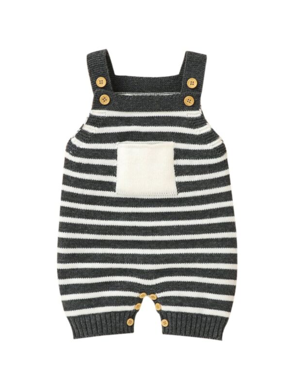 Baby Stripe Knitwear Suspender Romper